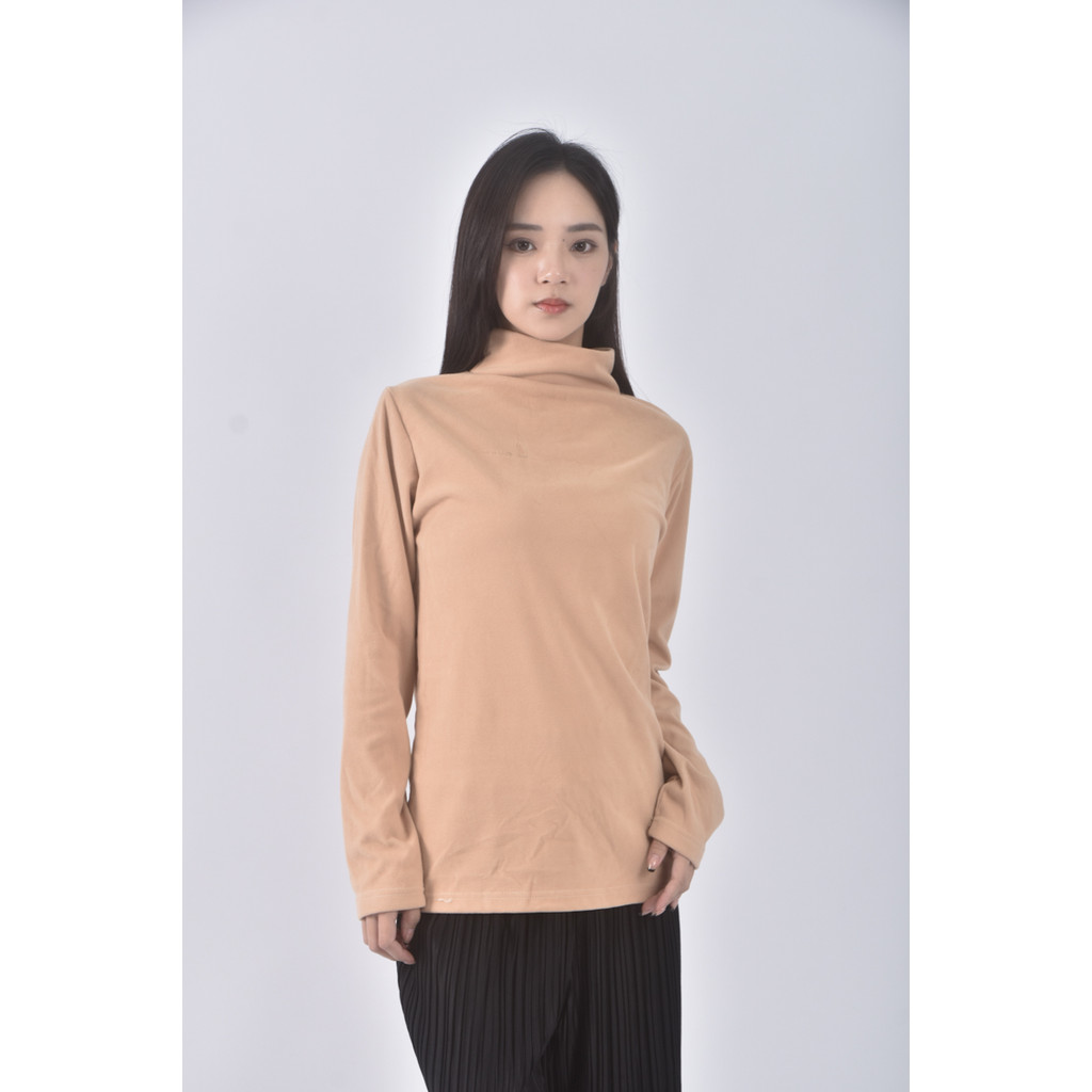 (S) 高領杏色長袖上衣二手衣, , large