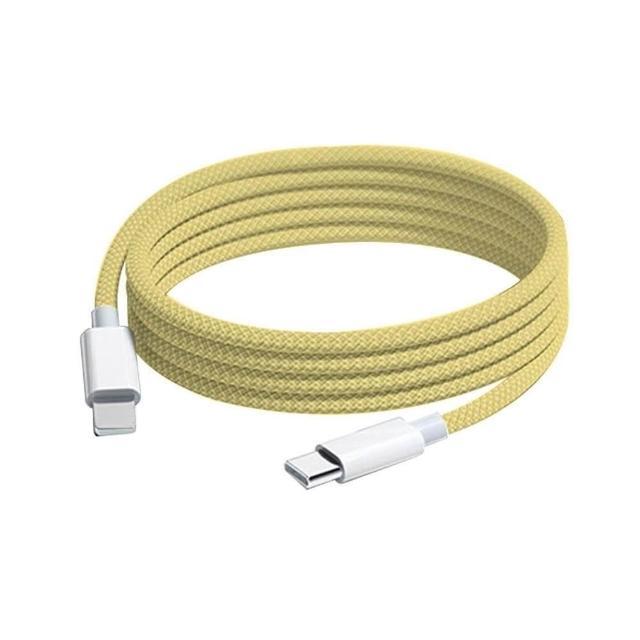 2-Pack Apple 60W Fast Charging Type-C to Type-C Mustard Yellow Braided Cable 1M