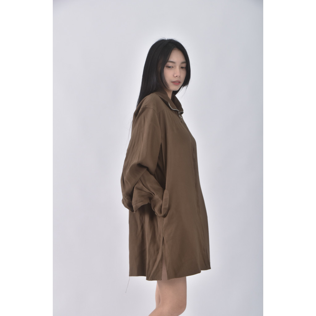 (XL) 拉鍊軍綠色長袖上衣二手衣, , large