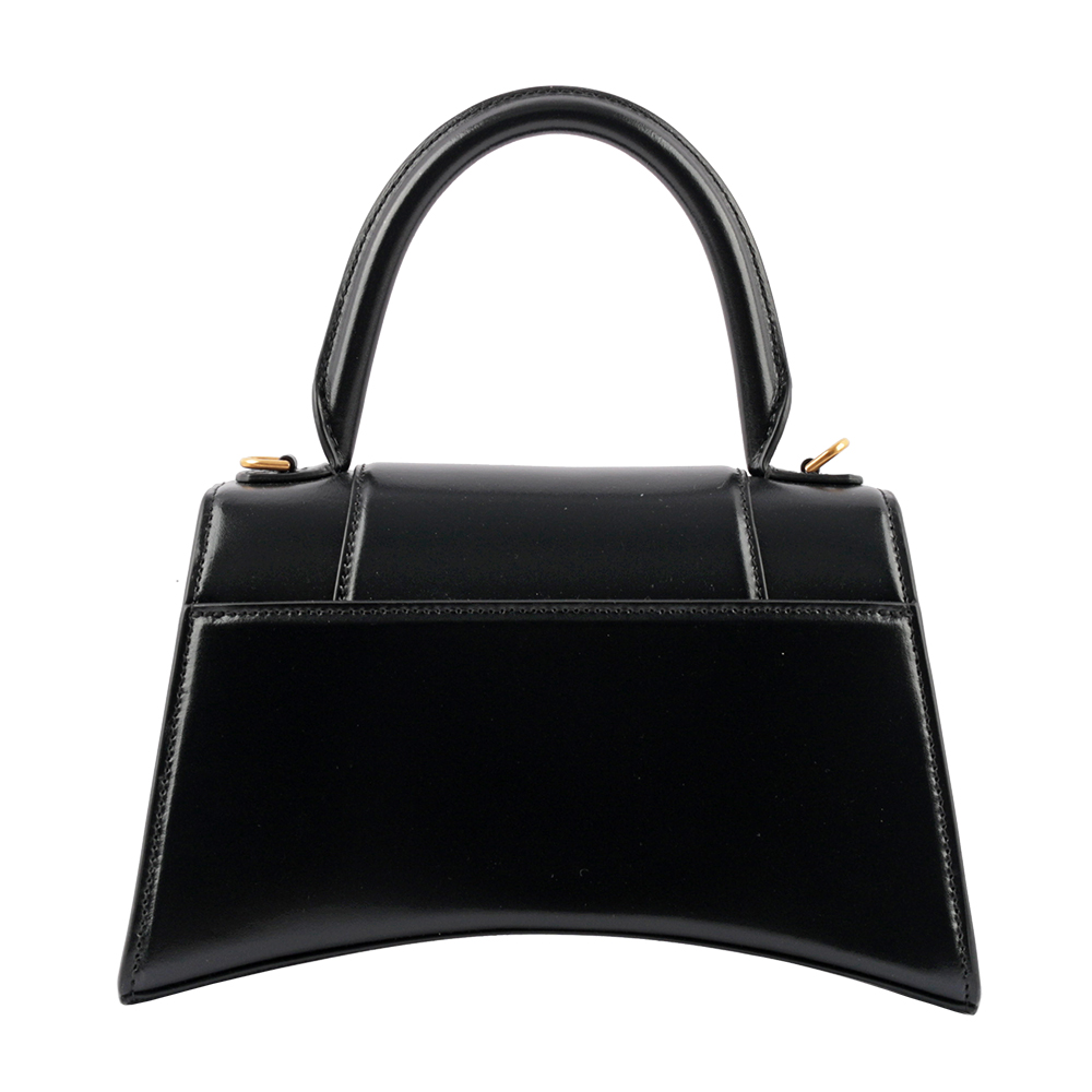 BALENCIAGA Hourglass 金釦光滑牛皮二用沙漏包/小款/黑色, , large