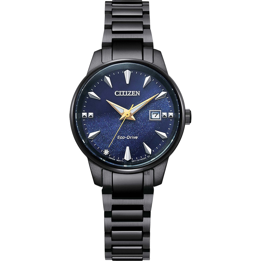 CITIZEN 星辰 亞洲限定 光動能簡約女錶-銀河藍 EW2598-83L, , large