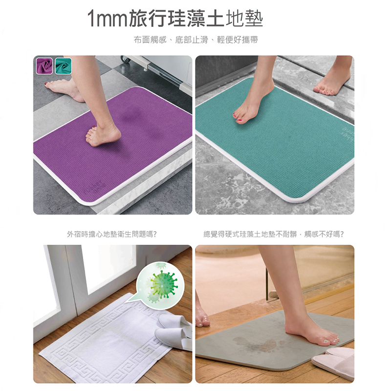 【怪獸】rubber anne 1mm旅行軟式珪藻土吸水地墊 (43x38cm)-深邃藍, , large