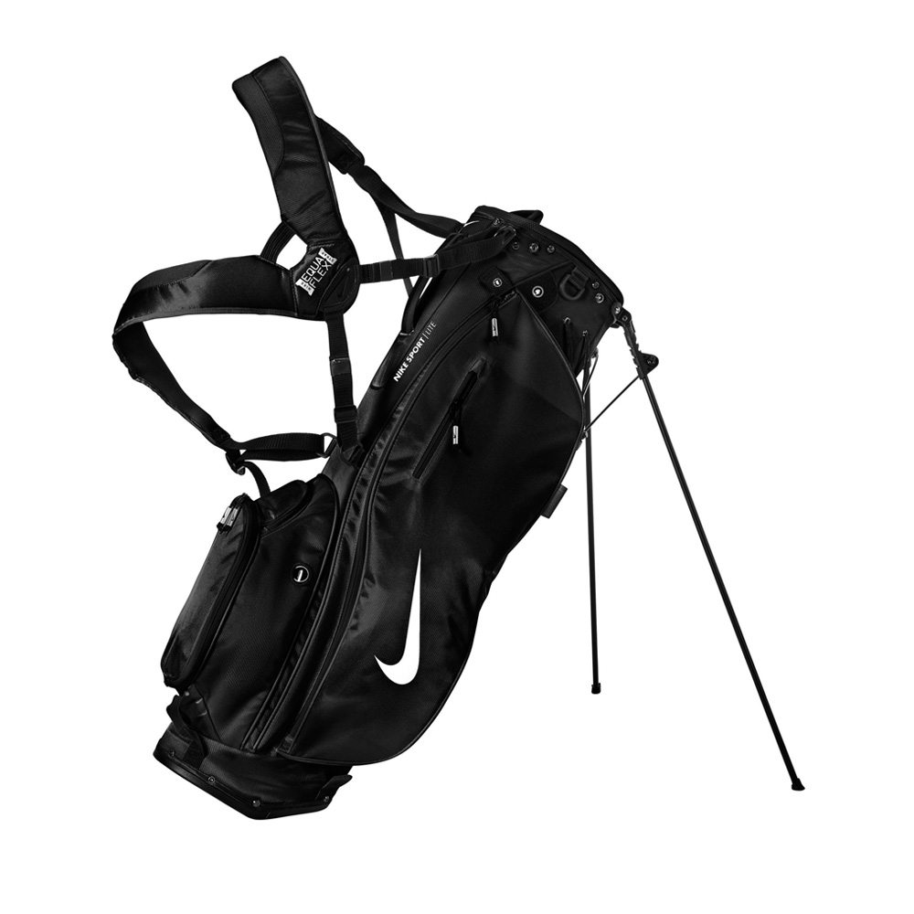 NIKE SPORT LITE 腳架袋 球桿袋 高爾夫球袋 5格 防水罩 雙背帶 黑 白 白黑紅 黑黃 淺藍 銀綠 淺灰橘, 黑＊預購, large