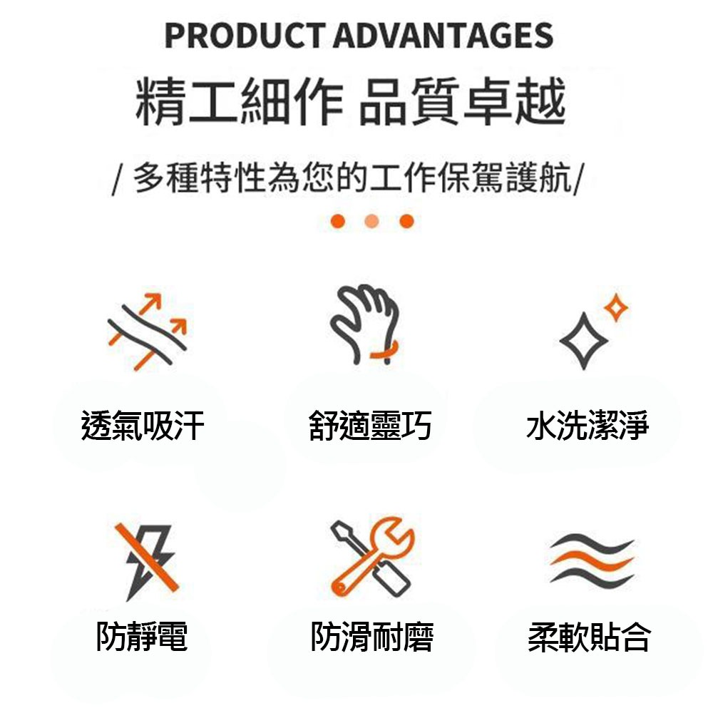 Work gloves, black/double, , large