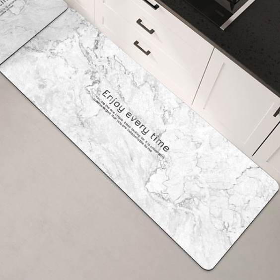 波蘭復古花磚珪藻土軟式地墊【珍珠白45*200cm-礦物系列】 珪藻土地墊 速乾 吸水  廚房 軟式地墊 浴室地墊   軟地墊 浴室 矽藻土地墊 柔軟, , large