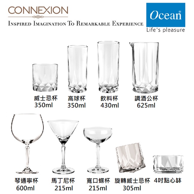 Ocean Connexion系列 鑽石切面 威士忌杯 調酒杯 調酒公杯 琴通寧杯 共9款 金益合玻璃器皿, , large