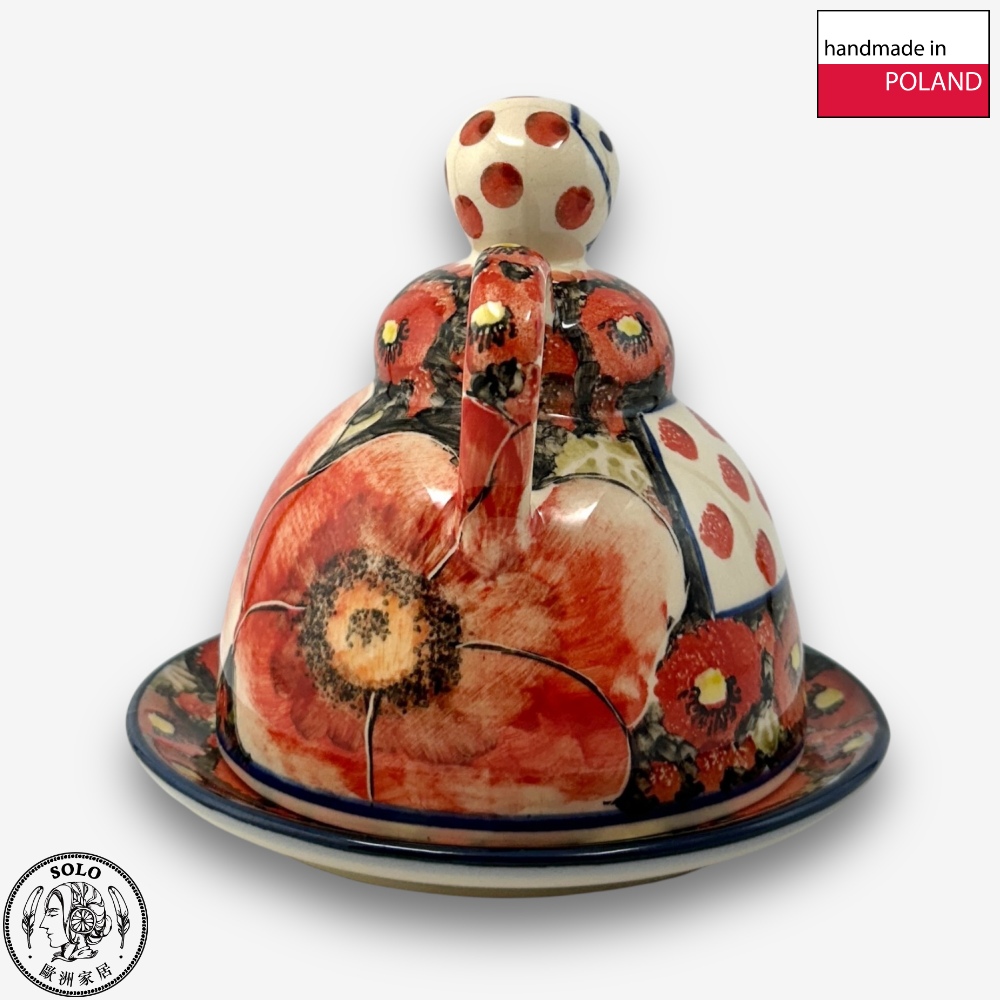 【SOLO歐洲家居】波蘭製 Cerraf 波蘭陶 14cm 起司娃娃 奶油盅/點心盤 赤霞花語系列, , large