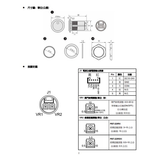 昌運監視器 PBT-22IRV DC 10~24V 防水紅外線非接觸式感應開關 按鈕 感應距離3~15cm, , large