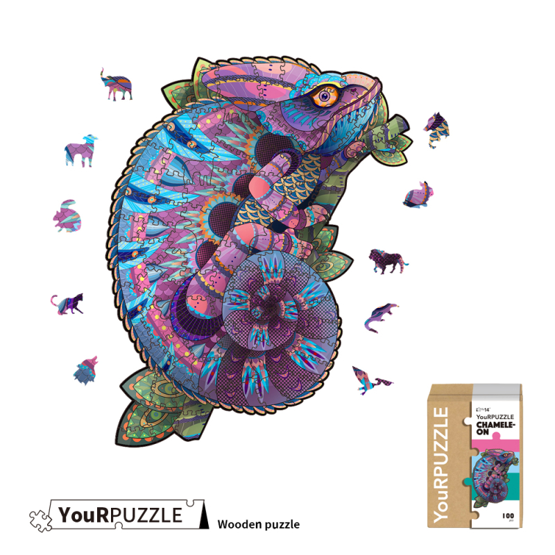  [Brick Republic]YouRPUZZLE Taiwan Stock &ndash; Chameleon Puzzle (Certified Wooden Animal Puzzle), , large