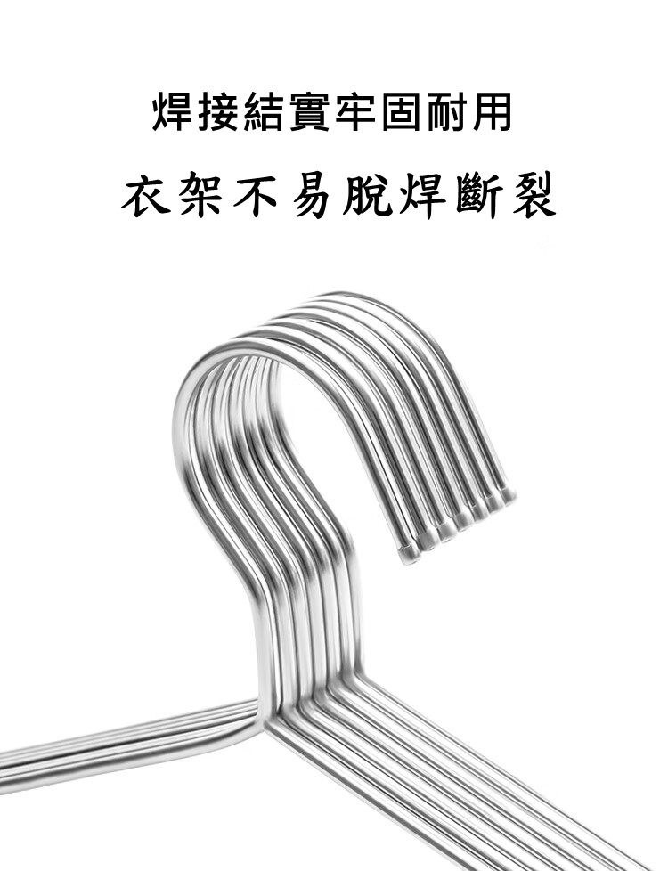 【誠宜居家】《特粗、特厚》長45cmx寬加粗4mm不鏽鋼防滑衣架10入(衣架 曬衣架 晾衣架 防滑 乾濕兩用), , large