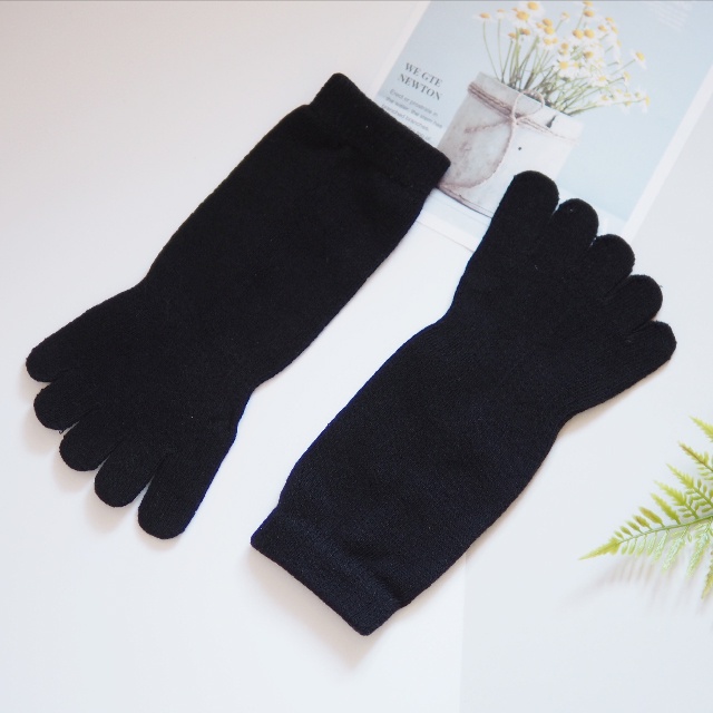 [Kaimei Cotton] 6 pairs set, black MIT made in Taiwan, antibacterial and deodorizing flat cotton toe socks, , large