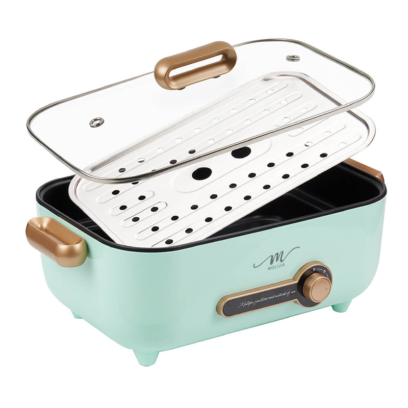 【MOLIJIA】5.3L-M24 Multifunctional Non-stick Electric Cooker with Stainless Steel Steaming Plate - Macaron Green, , large