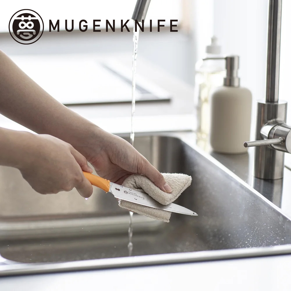 【日本協和工業】日本製 三德刀17cm（鉬釩鋼/鋸齒刃/切菜刀/切肉刀/多用途料理刀/夢MUGEN系列)橘色, , large