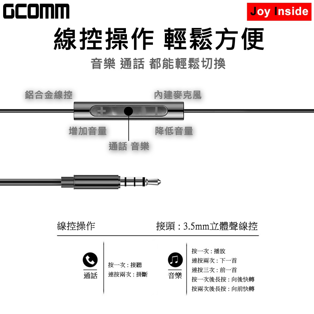 GCOMM iPhone Android 高品質低音立體金屬耳機 Joy Inside, , large