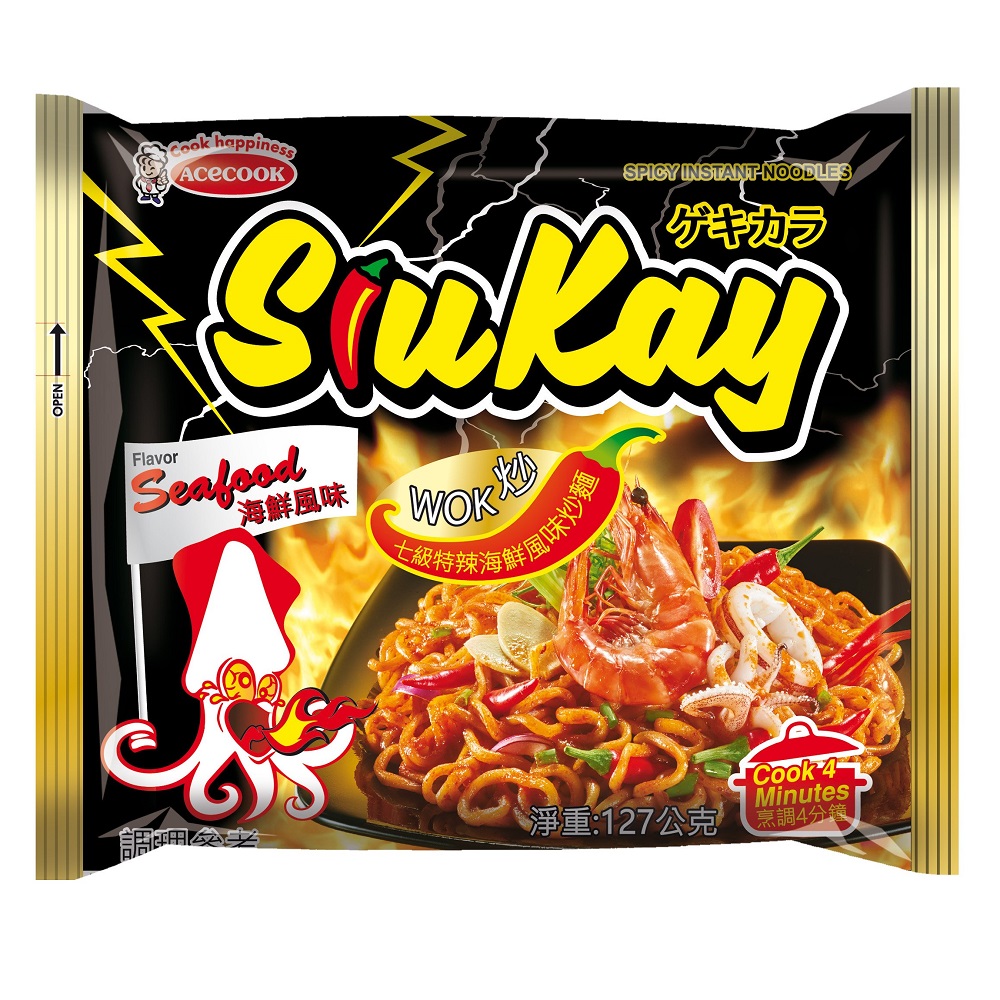 Acecook SiuKay特辣海鮮風味炒麵, , large