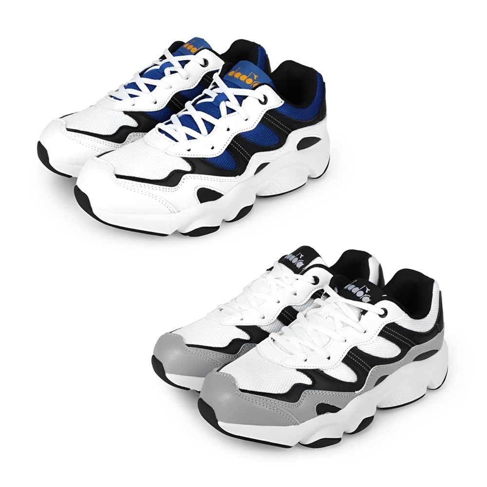 DIADORA迪亞多那 時尚生活運動鞋 男運動鞋 老爹鞋 復古 拼接 休閒 高腳背 吸震 輕量 耐磨 止滑 白藍 白灰