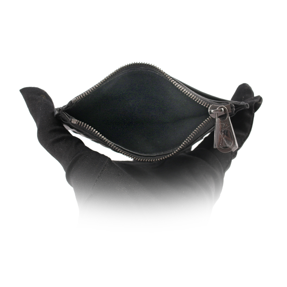 BOTTEGA VENETA 拉鏈小牛皮零錢包名片/卡夾/黑色, , large