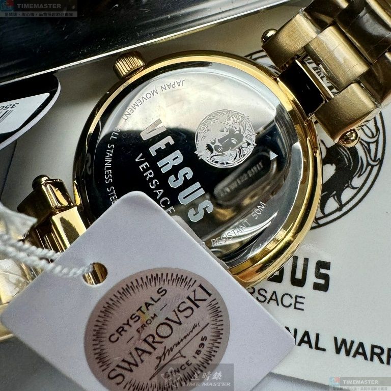 [星晴錶業]VERSUS VERSACE手錶,36mm,VV00367桃紅錶面金色錶殼金色精鋼錶帶款, , large