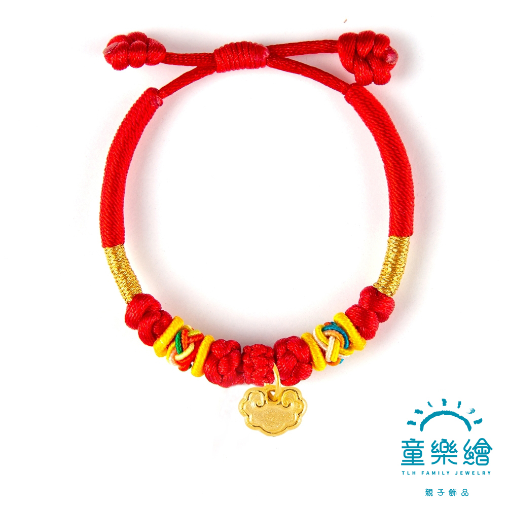 【童樂繪金飾】寶寶金鎖片兒童紅繩手鍊約重0.07錢±3厘(彌月金飾 彌月禮)