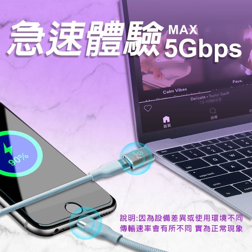 GliTTER GT-2590 USB to TYPE-C Adapter Fast Charging Support High-Speed Transmission, , large