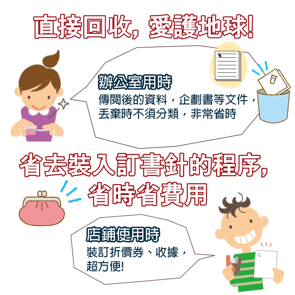 PLUS普樂士 SL-106NB無針訂書機 6枚 (多色)粉紅, , large