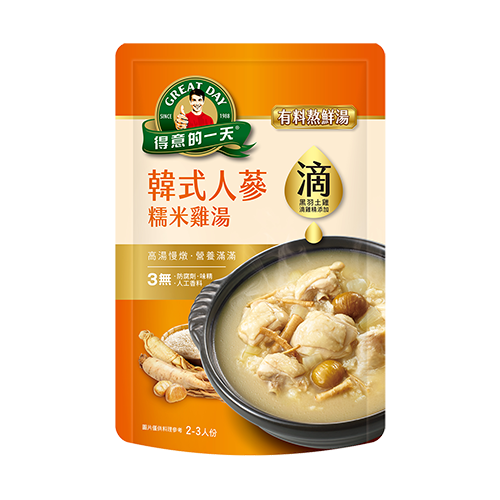 [正光藥局]得意的一天-韓式人蔘糯米雞湯780G /袋 (2~3人份)_2入組, , large