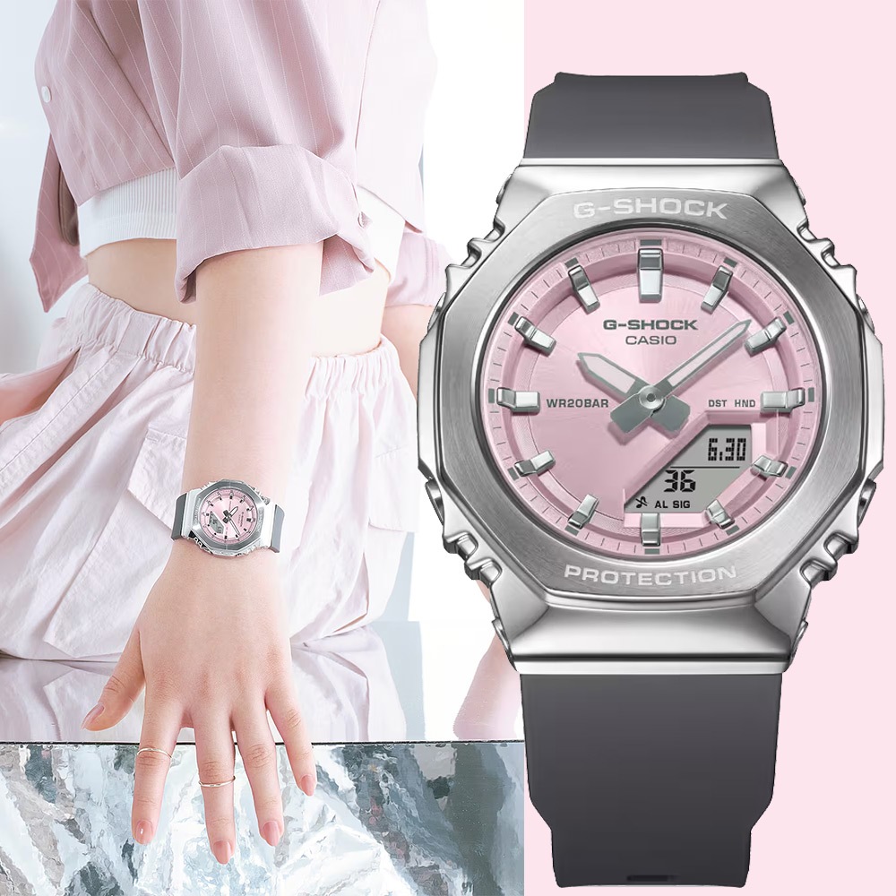 CASIO 卡西歐 G-SHOCK 粉彩金屬八角手錶 女錶 GM-S2110-4A, , large