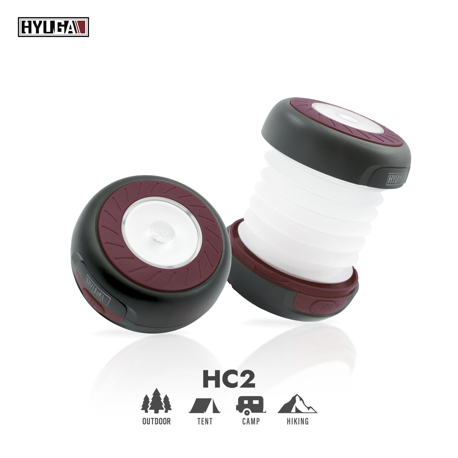 【HYUGA】伸縮折疊LED露營燈 雙模式充電 雙光源 復古輕時尚 睡帳小燈 氣氛燈 小夜燈 HC2, , large