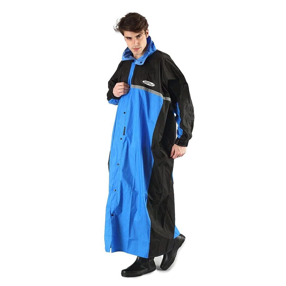 天龍牌 競速型尼龍前開式雨衣 防水袖口設計 夜間高亮反光條 紅色/藍色 2XL/3XL/4XL, , large