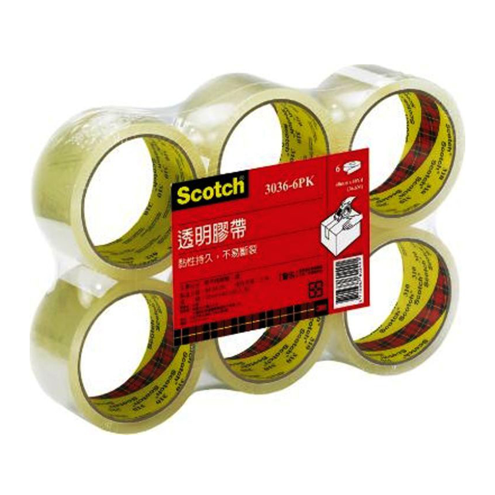 【龍品文創】3M 3036-6PK 2" 非透明膠帶90Y  48MM, , large