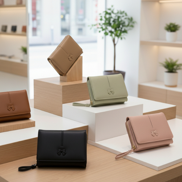 Ribbon&eacute; 柔霧翻蓋零錢中夾-粉色 女夾 韓系氣質皮夾 可愛短夾 人氣女用皮夾, , large