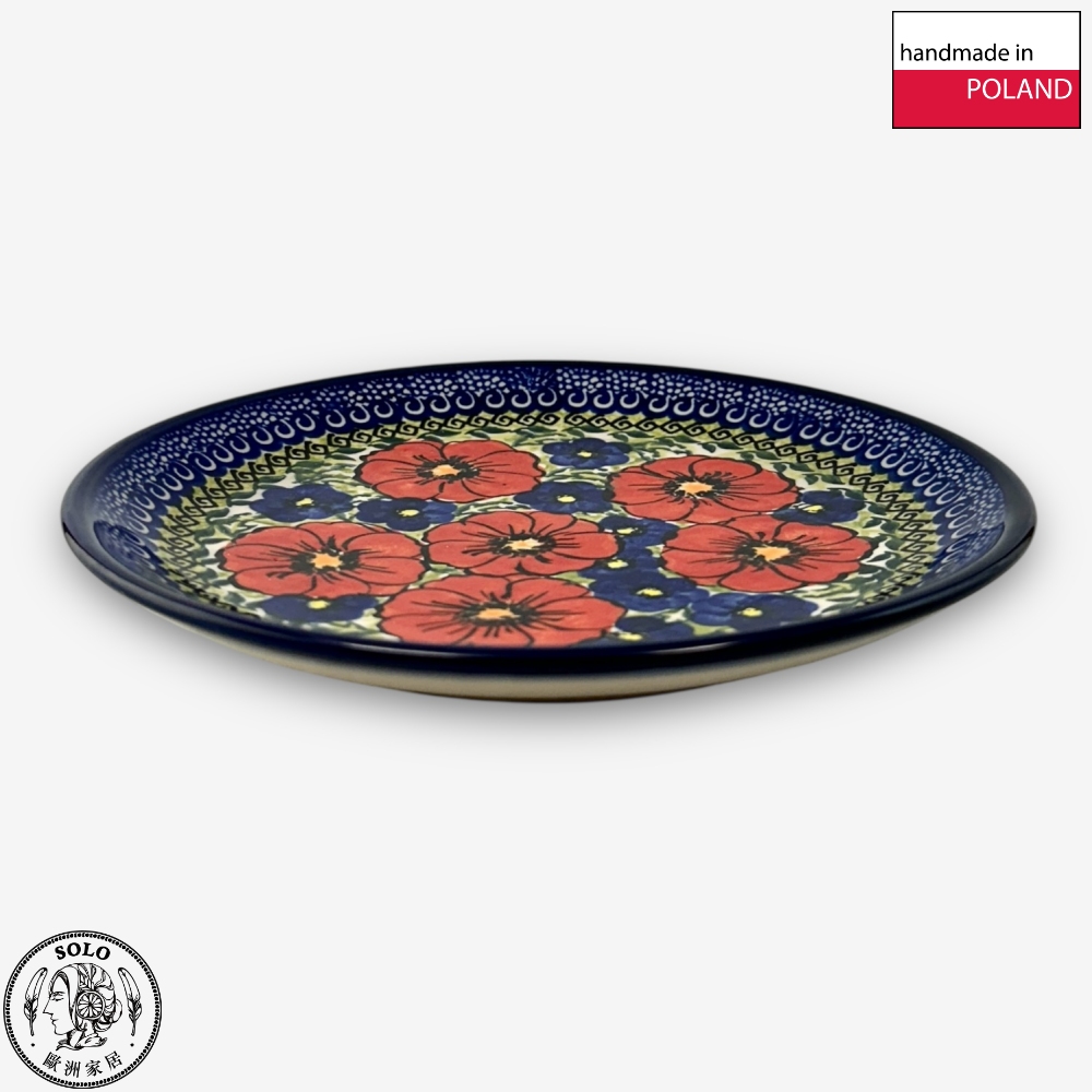 【SOLO歐洲家居】波蘭製 Cerraf 波蘭陶 19cm 圓盤 紅藍花徑系列, , large