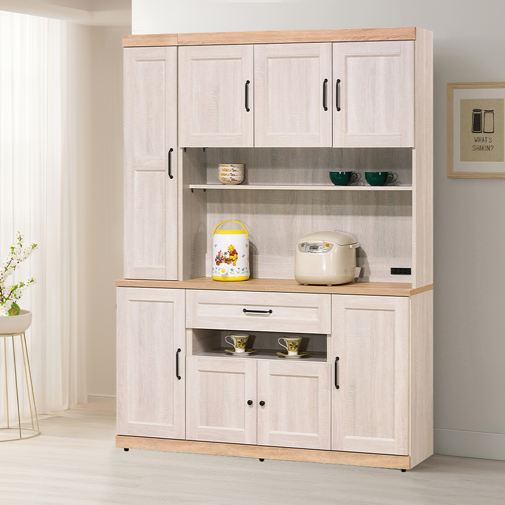 【唯熙傢俱】查理白橡色5尺餐櫥櫃, , large