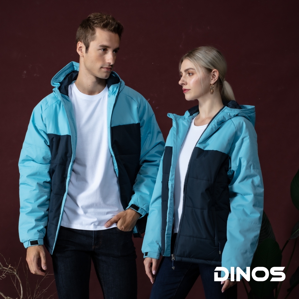 【DINOS】連帽休閒鋪棉防風防潑水外套 L/湖水藍, , large