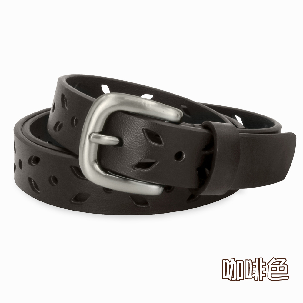 【CH-BELT 銓丞皮帶】流行細版女帶 蝴蝶縷空 百搭女生皮帶腰帶(黑/咖), , large