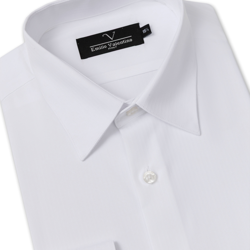 范倫提諾厚款彈性長袖襯衫1019白, , large