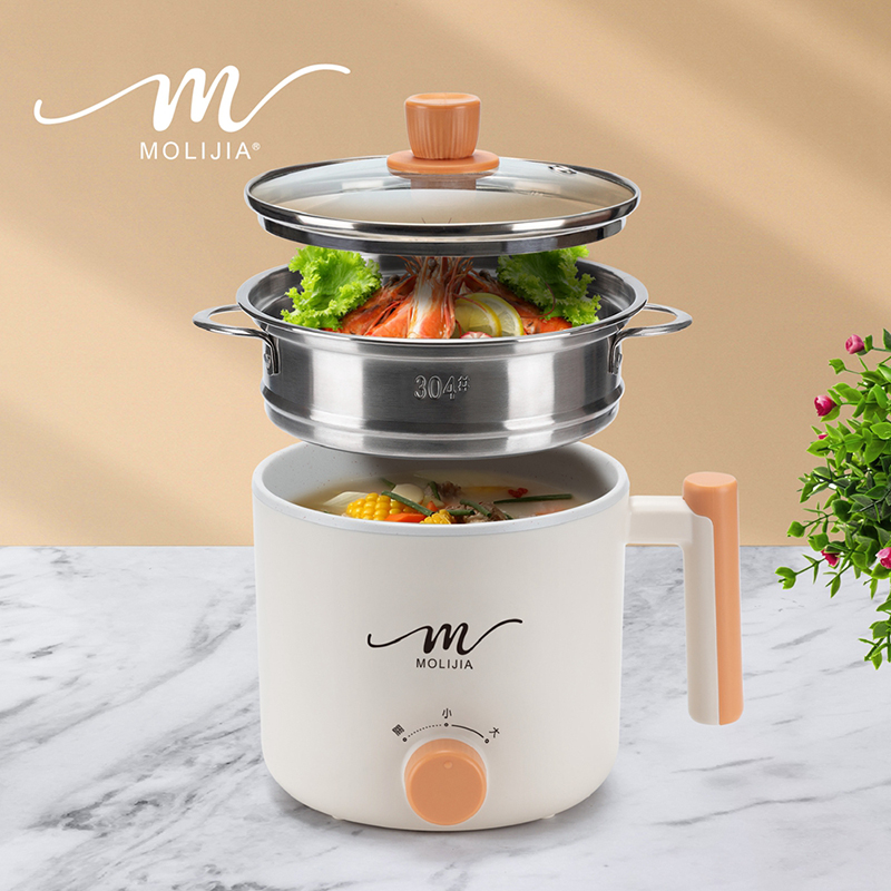 【MOLIJIA】1.8L-M28 Double-Layer Anti-Scalding Non-Stick Cooker + M0819 Stainless Steel Steamer - Simple White, , large