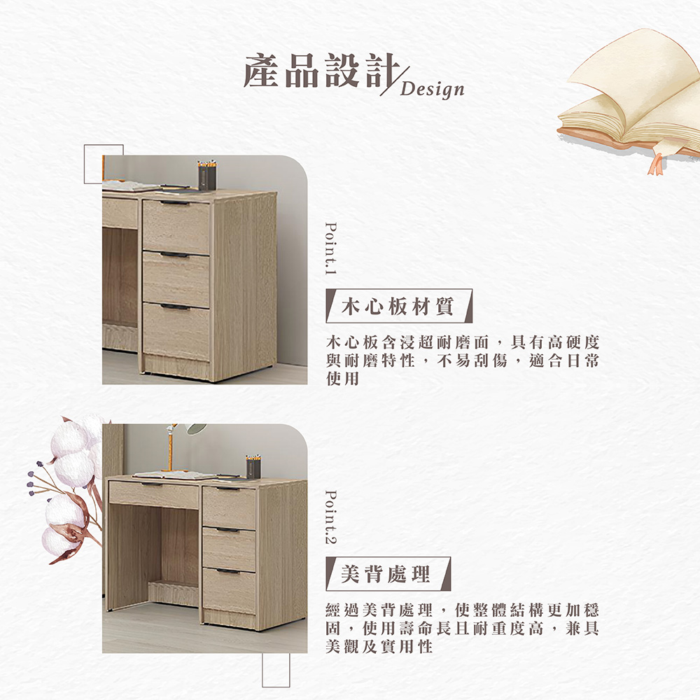 【Hampton 漢汀堡】凡可3尺書桌, , large