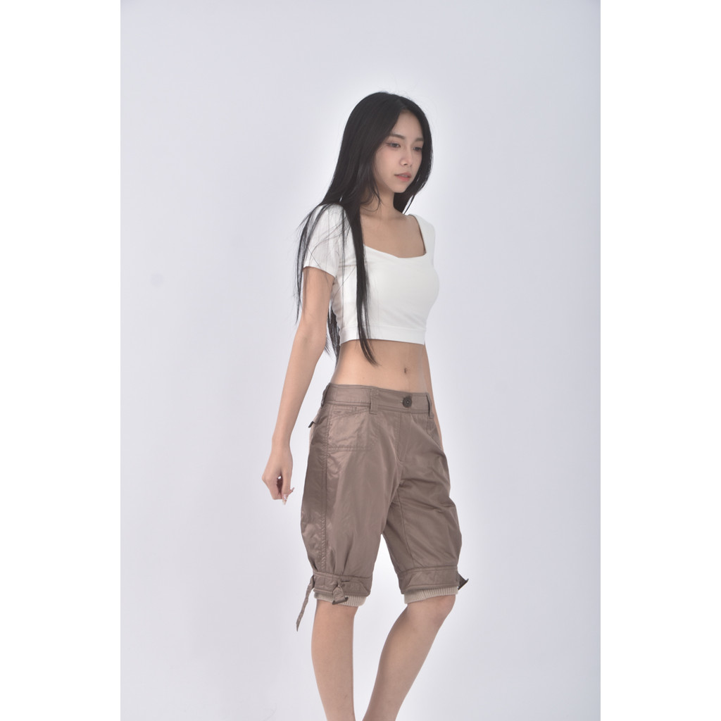 (L) fashion show五分棕色長褲二手衣, , large