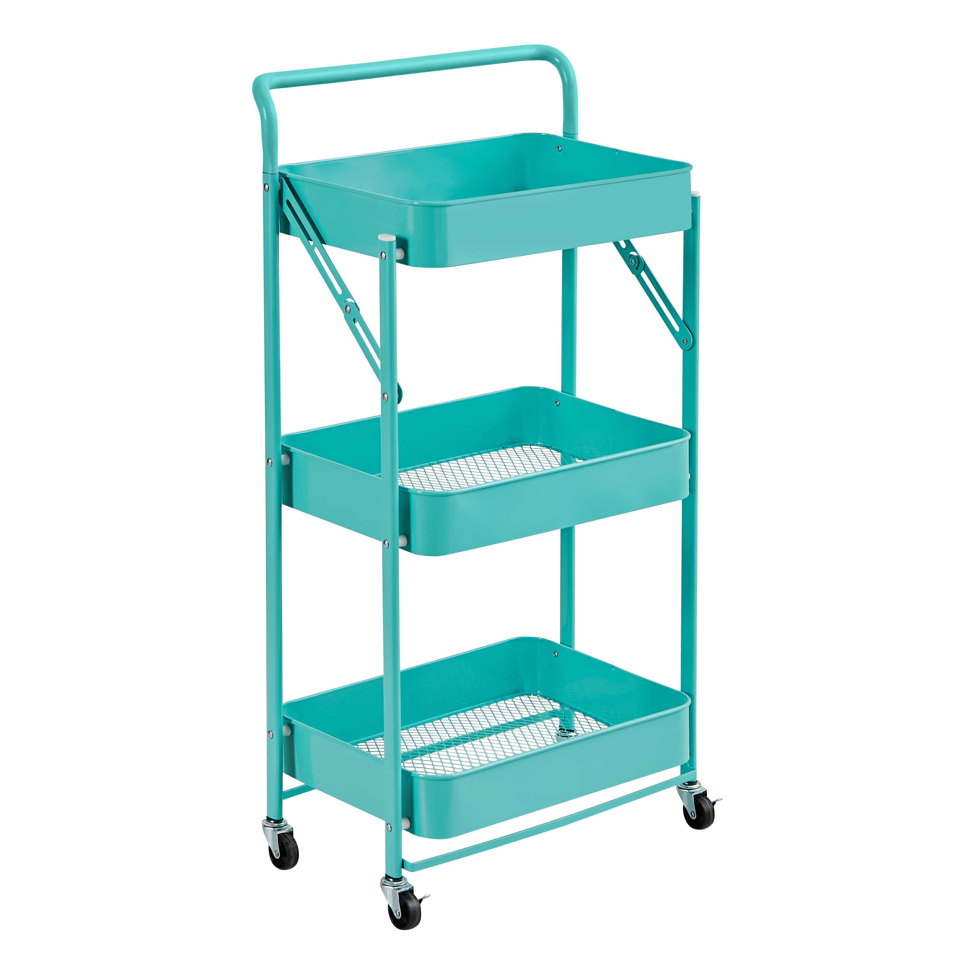 folding storage basket trolley, , large