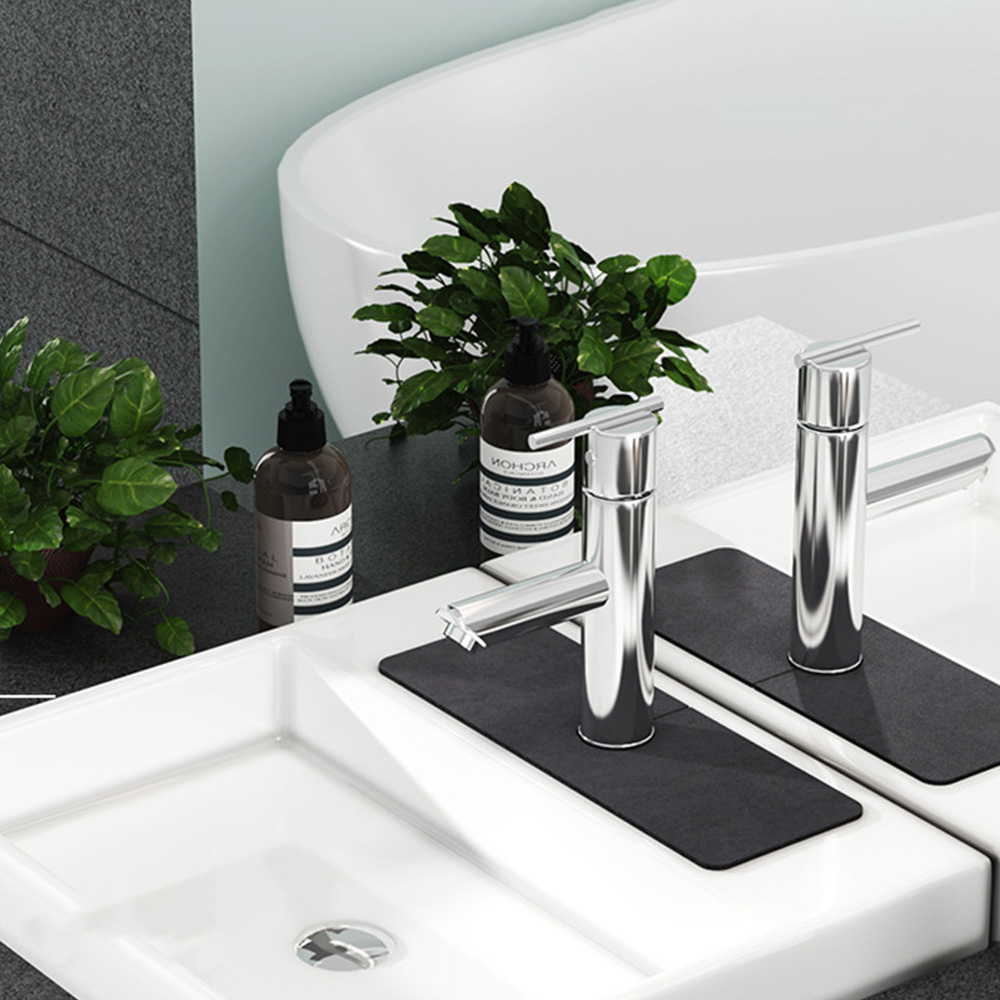 【上手家居】可剪裁水龍頭吸水墊 白色(硅藻土/矽藻土/廚房瀝水墊/水龍頭墊/防濺墊/水槽防水墊/防霉墊), , large