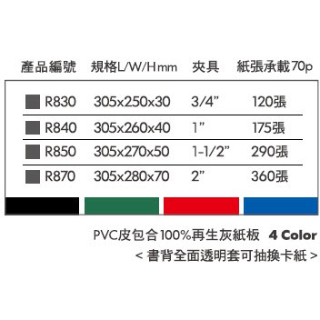 *需預訂REGINA立強牌 R870 美式圓型三孔有耳夾 文件夾 資料夾 檔案夾黑, , large