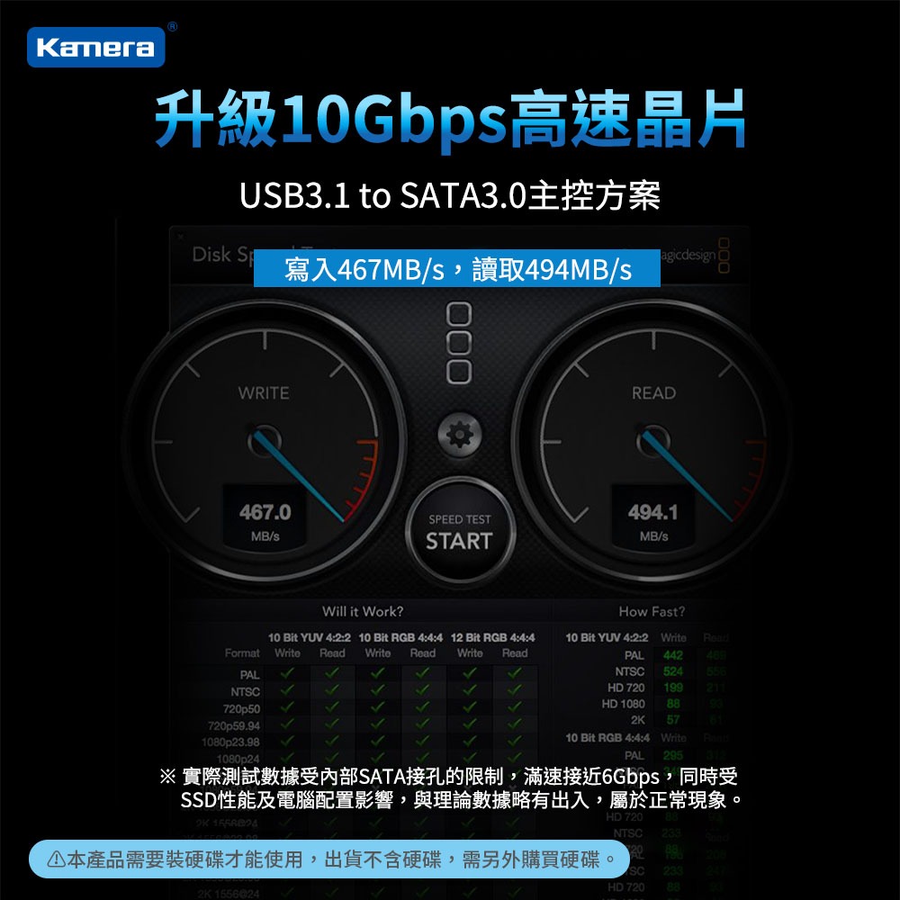 KAMERA 2.5吋 USB3.1 硬碟外接盒-透明 2139C3-G2, , large