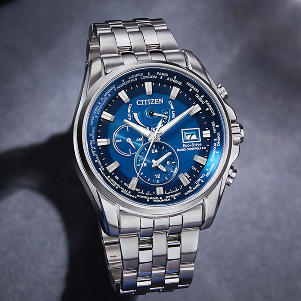 CITIZEN 星辰 亞洲限定款 光動能萬年曆電波手錶 AT9120-89L, , large
