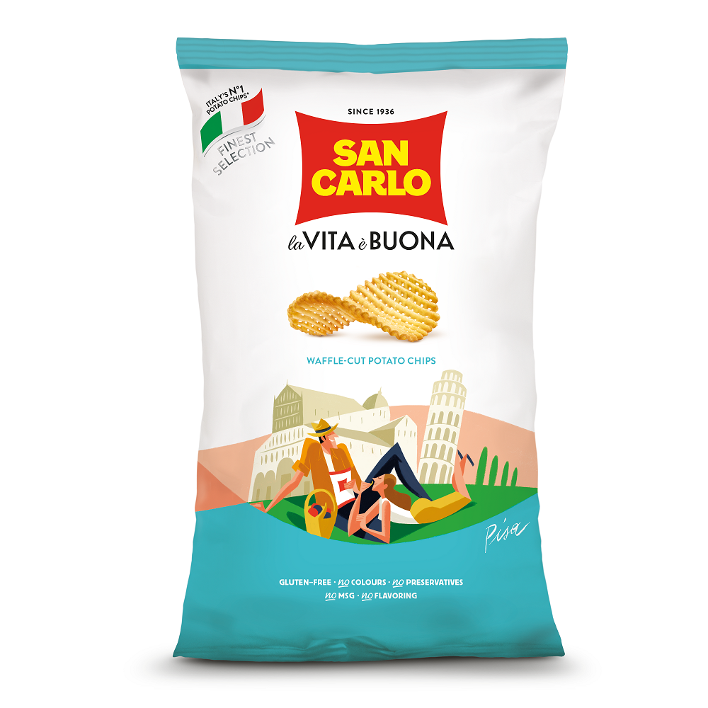 義大利San Carlo洋芋片-鬆餅格紋, , large