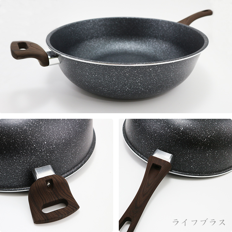 優得二代麥飯石不沾深型炒鍋-34cm-1支, , large