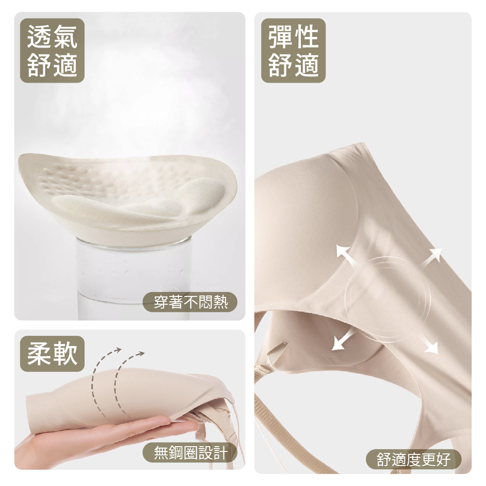 [夢巴黎]  裸感內衣 無痕內衣 無鋼圈內衣 大尺碼內衣 乳膠內衣 果凍內衣 女生內衣 內衣 胸罩 外擴內衣 漫畫胸, , large