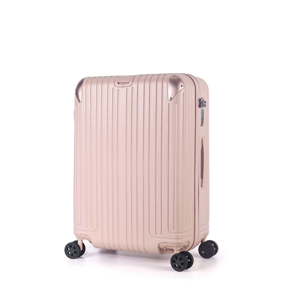 【ALLEZ】"Too Late to Meet III" 25-inch Expandable Luggage with Metal Corner Guards Rose Milk Tea, 奶茶玫瑰, large