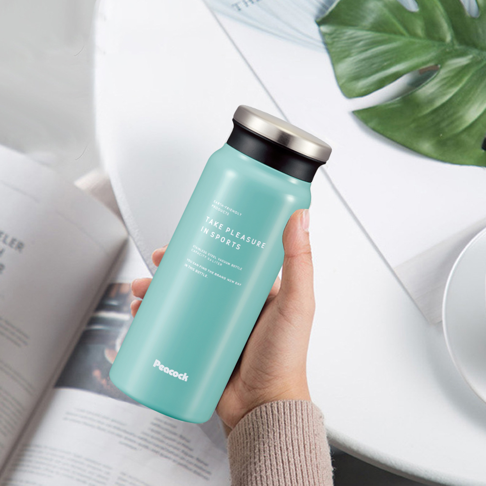 【日本孔雀Peacock】商務休閒不鏽鋼保冷保溫杯600ML(防燙杯口設計)-煙燻藍, 煙燻藍, large