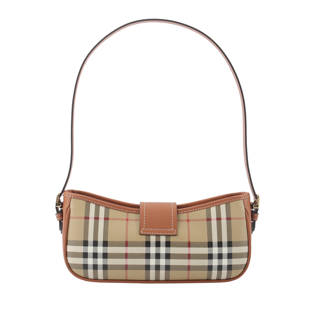 BURBERRY Sling 經典格紋風衣釦肩背包/經典米色/石楠木棕色, , large